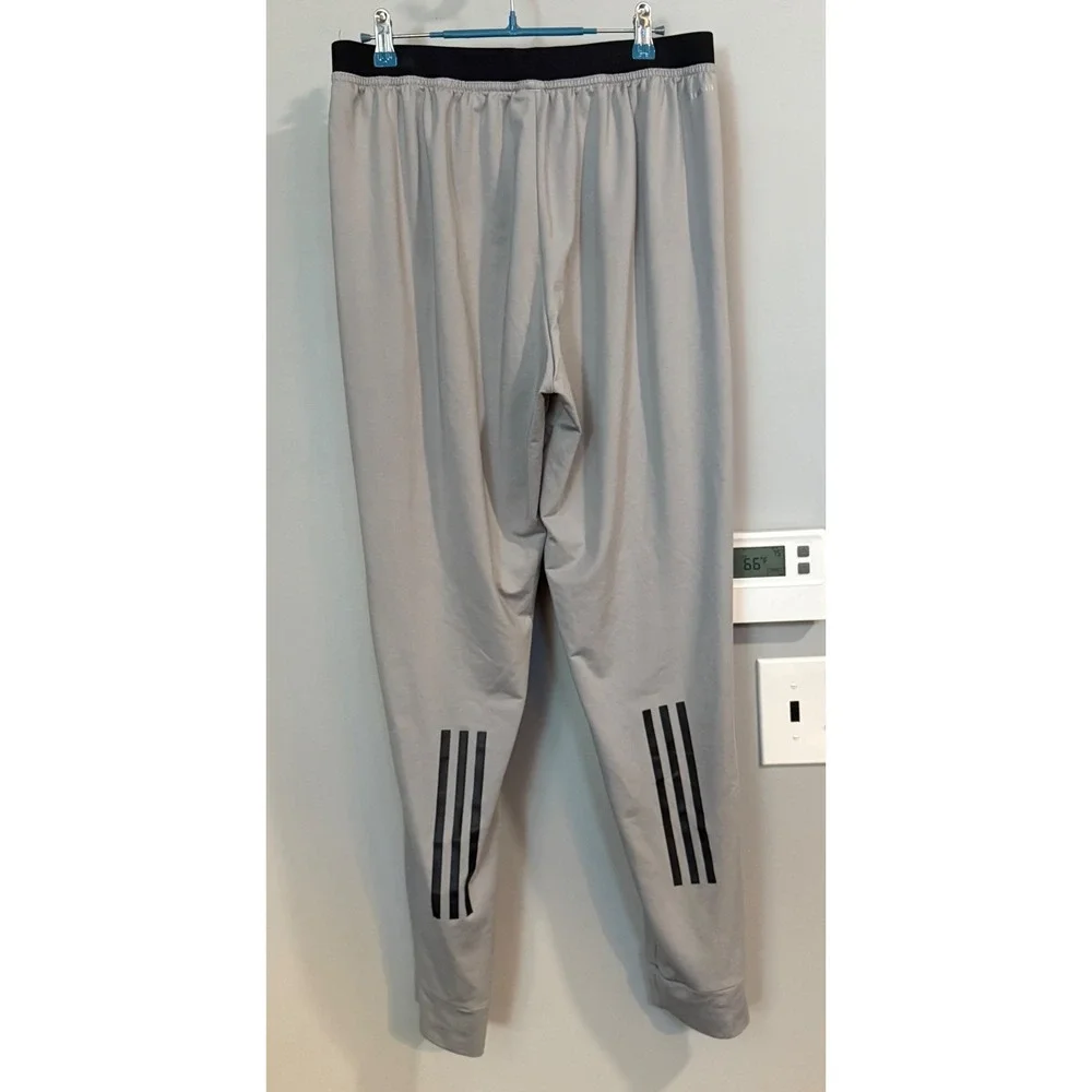 Adidas Mens Athletic Jogger Pants Gray‎ Size L 3 Stripe Logo Casual Sportswear
